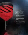 Photo of Selkirk Vanguard Epic 2.0 Pickleball Paddle in red with additional information