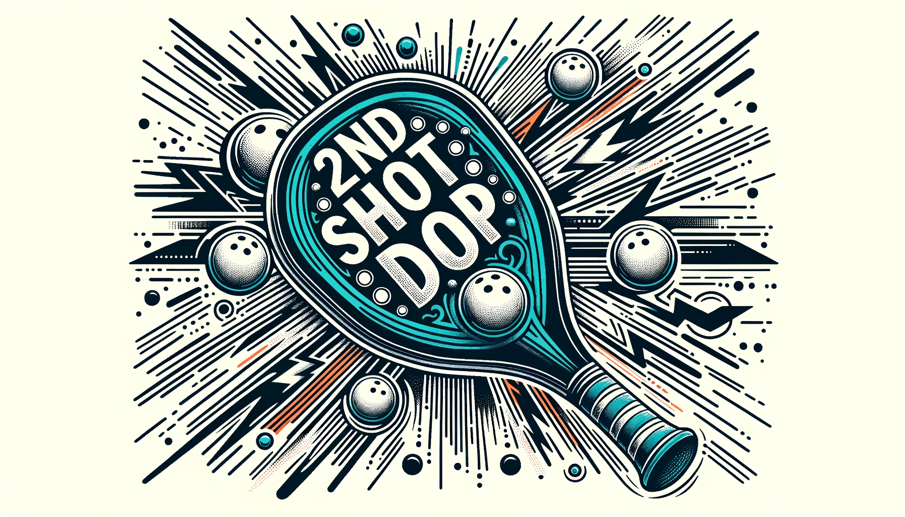 Spice Up Your Return of Serve: Unveiling the Power of the 2nd Shot Drop 1 DALL·E 2023 10 17 10.15.09 Vector design of a pickleball paddle with the words 2nd Shot Drop written on it surrounded by dynamic lines and effects to emphasize the power and