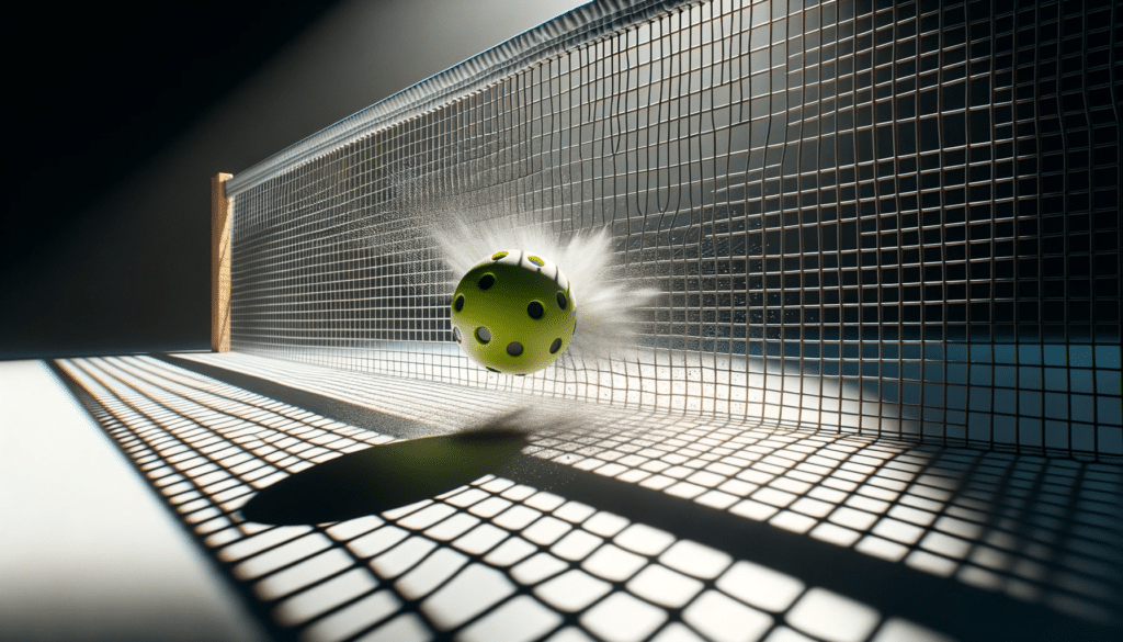 pickleball hitting the net in dramatic fashion